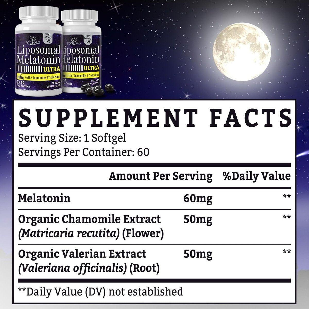 Fogoro Melatonin 60mg - Fall Asleep Faster, Stay Asleep Longer, High Dose - görsel 7