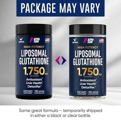 Liposomal Glutathione Supplement 1000MG + 750MG - Glutathione Liposomal with VIT C + Phospholipid Antioxidant Complex - Liver Detox and Immune Support Supplement - 120 Caps - Powder&Liquid Alternative
