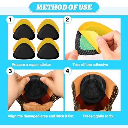 4 Pair Leather Heel Pads, Heel Grips Liner Cushions for Pain Relief, Inserts for Women/Men Loose Shoes Improved Shoe Fit and Comfort (Black)