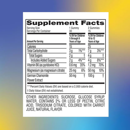 Zarbee’s Kids Calm Gummies with Magnesium, for Kids Ages 5+, Melatonin-Free, Support for a Calm Mind & Body, Chamomile & Vitamin B6, Natural Raspberry Flavor, 30 ct