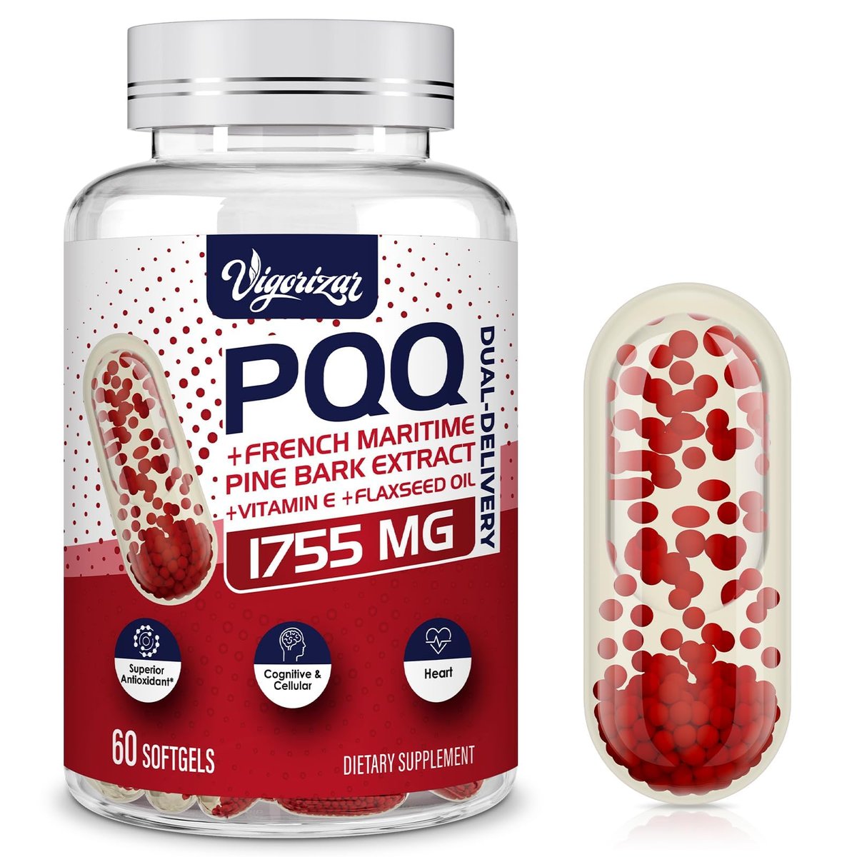 200 mg Pycnogenol with PQQ, Premium French Maritime Pine Bark Extract, Unique Dual-Delivery for Maximum Absorption, Pine Bark Extract for Vascular & Heart & Joint Function - 60 Vegan Softgels - görsel 2