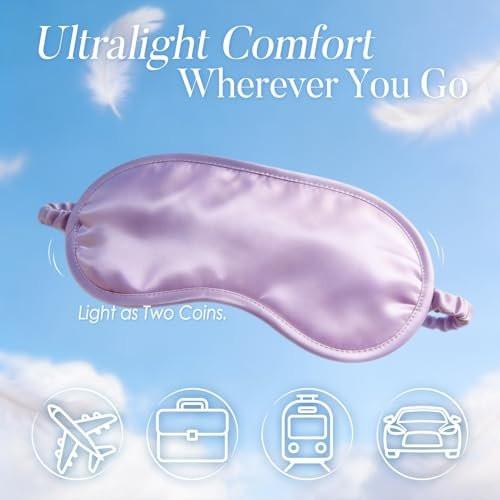 LULUSILK 100% Mulberry Silk Sleep Mask, Lavender Silk Eye Cover for Sleeping, Pack of 1 - görsel 5