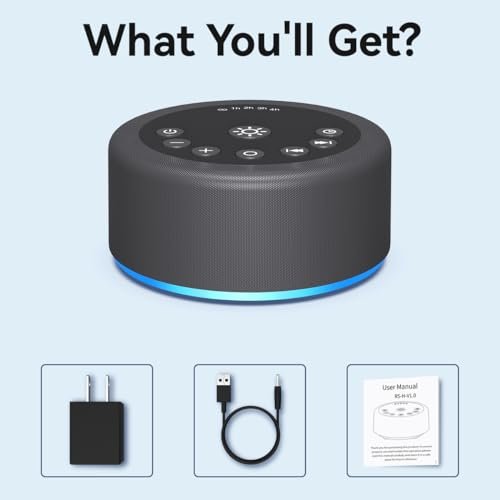 Hushing Sleep Sound Machine White Noise Machine with 30 Non Looping Sounds, 12 Night Light Colors, 5 Timers, 36 Adjustable Volume, Memory Function, Brown Noise Machine for Baby, Kid, Adult & Home Nursery Travel (Black) - görsel 10