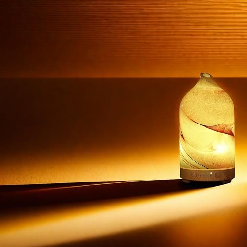 Hand Blown Glass Essential Oil Diffuser - Ultrasonic Cool Mist Aromatherapy Diffuser with Auto Shut-Off, Timer & 7 Color Night Light for Home - görsel 7