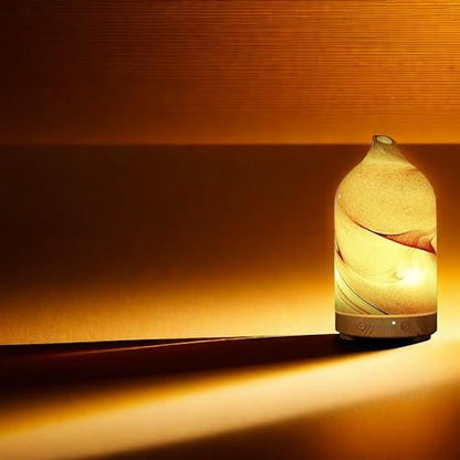 Hand Blown Glass Essential Oil Diffuser - Ultrasonic Cool Mist Aromatherapy Diffuser with Auto Shut-Off, Timer & 7 Color Night Light for Home