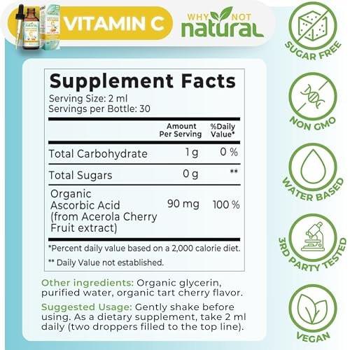 Why Not Natural Organic Liquid Vitamin C Drops Supplement - 2 Fl Oz (Pack of 1) - görsel 10