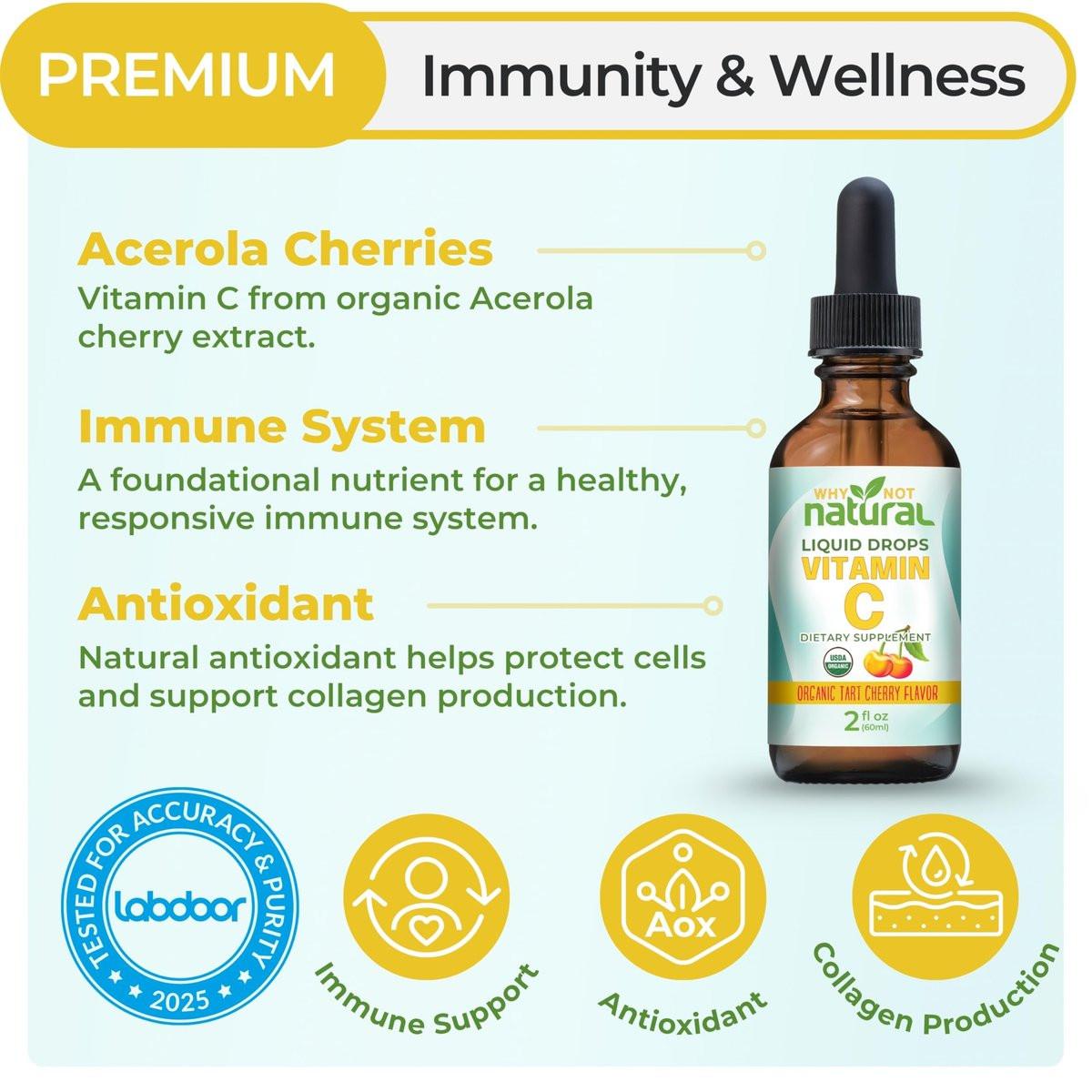 Why Not Natural Organic Liquid Vitamin C Drops Supplement - 2 Fl Oz (Pack of 1) - görsel 3