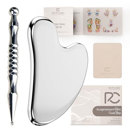 Rena Chris Acupuncture Pen and Gua Sha, Manual Reflexology Tools for Muscle Tension and Pain Relief, Acupressure Pen and Stainless Steel Gua Sha Set with Reflexology Chart, Easy to Use - görsel 12