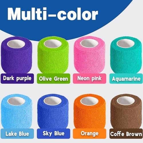 AZEN 8 Pack Self Adhesive Bandage Wrap, 2" X 5 Yards Elastic Cohesive Bandage Wrap, Color Athletic Tape, Vet Wrap, Ankle Tape, Tattoo Grip Tape Wrap - görsel 4