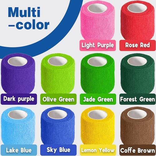 AZEN 40 Pack Self Adhesive Bandage Wrap, 2" – Self-Adhesive Cohesive Technology: The wrap adheres to itself, not – Image 1