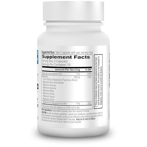 Organixx Magnesium Supplement – Natural Magnesium Capsules for Sleep Support, Muscle Recovery, with Vitamin B6 and Manganese Citrate and Glycinate, High Absorption, Vegan, Non GMO (30 Count) - görsel 9