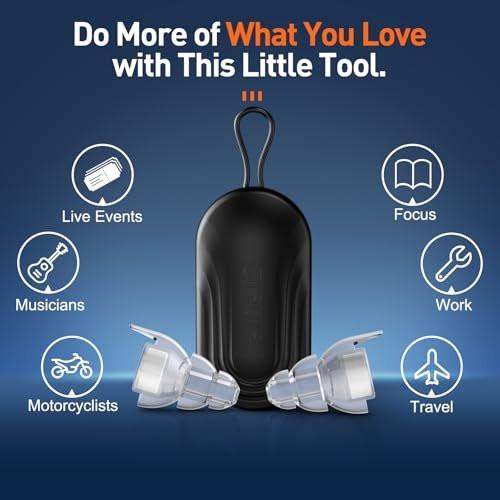 Reure High Fidelity Concert Ear Plugs, Noise Cancelling Silicone Ear Plugs 2 Pairs Great for Concerts Loud Music, Musicians, Motorcycles, Airplanes, Raves, Hearing Protection -23 dB - görsel 3