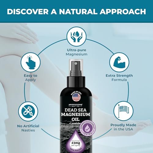 Aromasong Magnesium Oil Spray Lavender - Extra Strength (23mg in Each Spritz) 8 Oz - Natural and Pure Magnesium Oil for Feet - Made in The USA - for Leg Discomfort and Promotes a Calm Sleep - görsel 4
