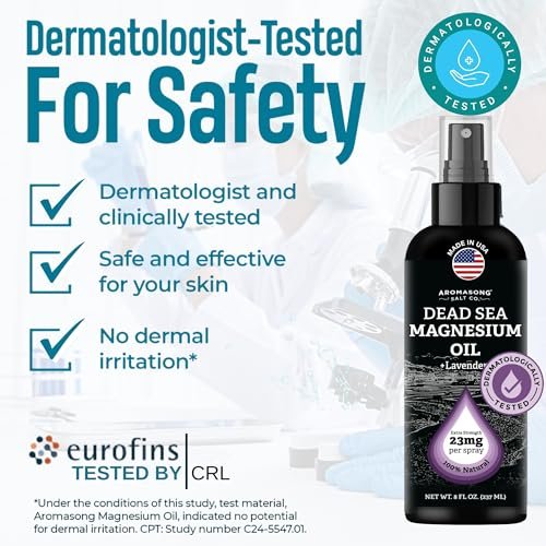 Aromasong Magnesium Oil Spray Lavender - Extra Strength (23mg in Each Spritz) 8 Oz - Natural and Pure Magnesium Oil for Feet - Made in The USA - for Leg Discomfort and Promotes a Calm Sleep - görsel 12