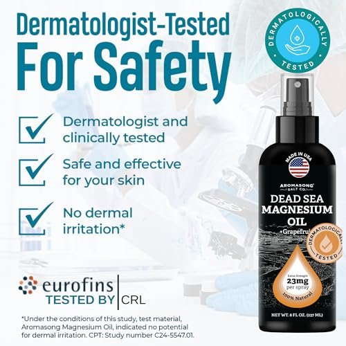 Aromasong Magnesium Spray Grapefruit - Extra Strength (23mg in Each Spritz) 8 Oz - Natural and Pure Magnesium Oil Spray - Made in The USA - for Leg Discomfort and Promotes a Calm Sleep - görsel 4