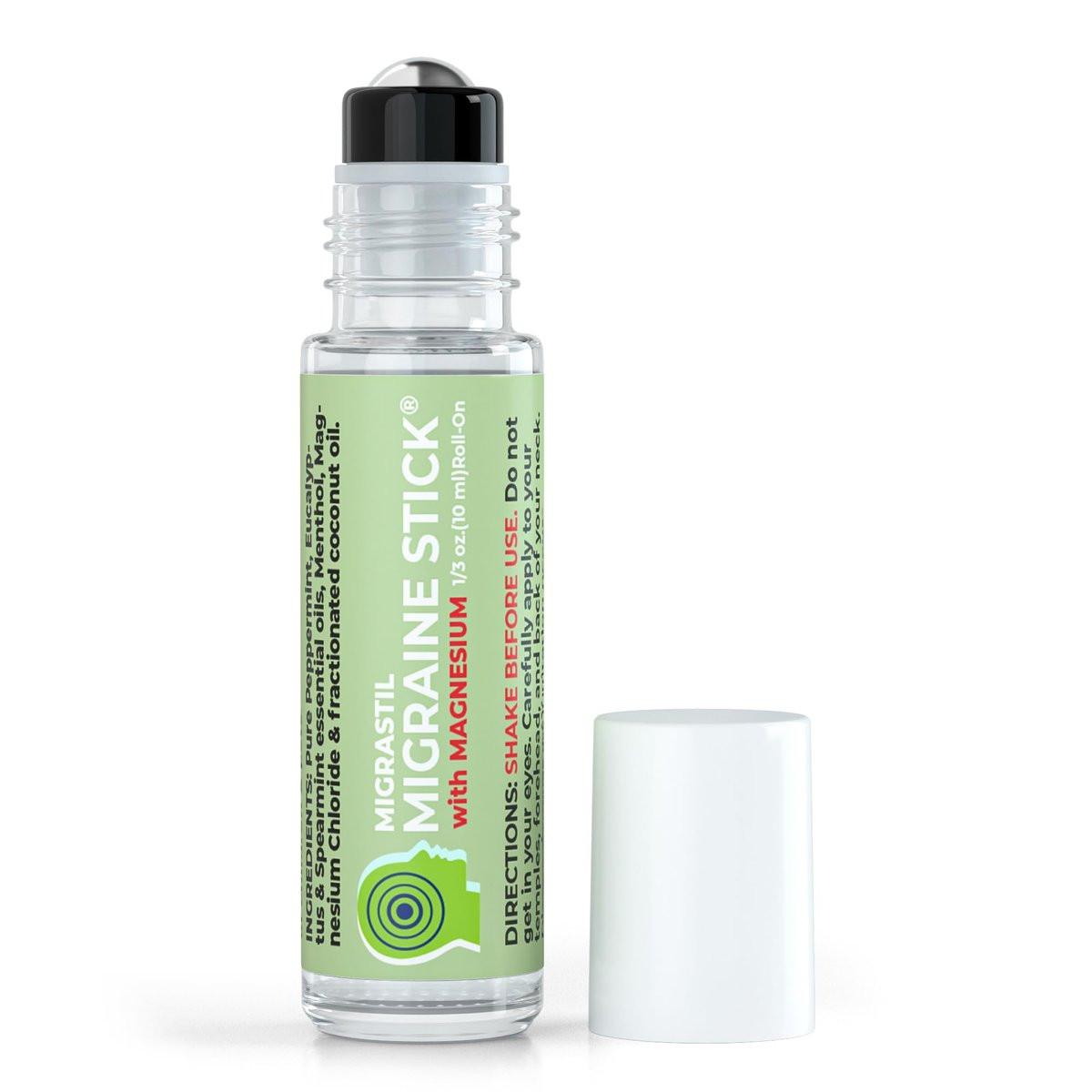 MIGRASTIL Migraine Stick with Magnesium - Cooling Peppermint Eucalyptus Essential Oil Topical Magnesium for Headache Support - Made in The USA - 10 ml - görsel 1