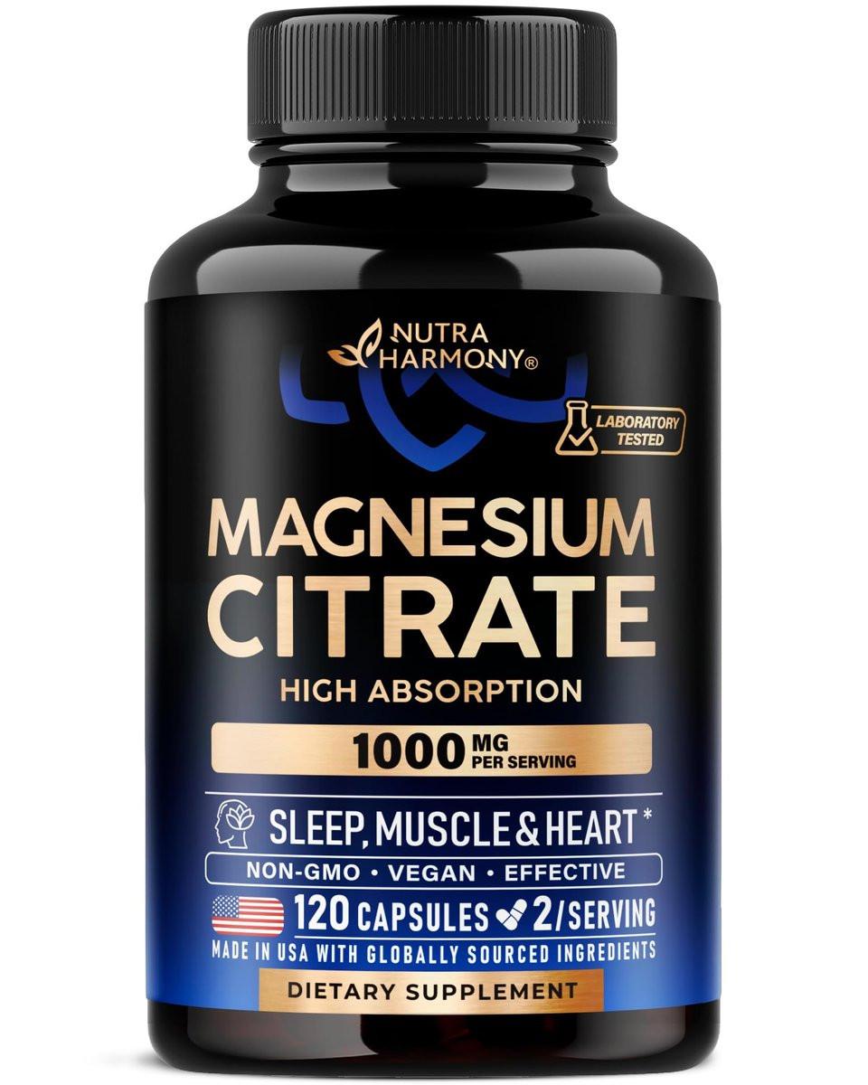 Magnesium Citrate Capsules 1000mg | High Absorption Supplement - Sleep, Muscle & Heart Support - Vegan | Non-GMO - for Women & Men - As Powder | Pills | Tablets - 120 Capsules, 2 Month Supply - görsel 7