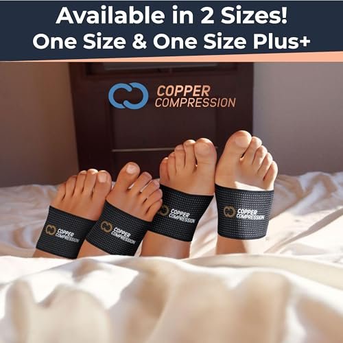 Copper Compression Arch Support - 4 Plantar Fasciitis Braces/Sleeves. Foot Care, Heel Spurs, Feet Pain Relief, Flat & Fallen Arches, High Arch - görsel 5