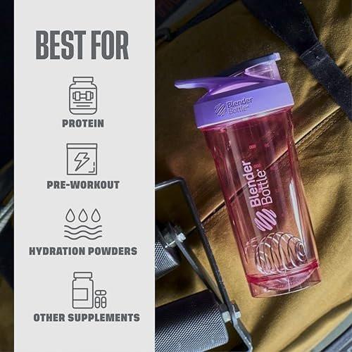 BlenderBottle Sport Shaker Bottle with Wire Whisk, 24-Ounce, Purple – Protein Shakes & Hydration for Athletes & Fitness Enthusiasts, Easy Mixing, Durable & Lightweight, Lockable Lid - görsel 2