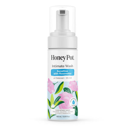 The Honey Pot Company - Feminine Wash - Herbal Infused - Sensitive Skin Types - PH Balanced Plant Based Hygiene Products - Sensitive w/Rosewater - 5.51 Fluid Oz.