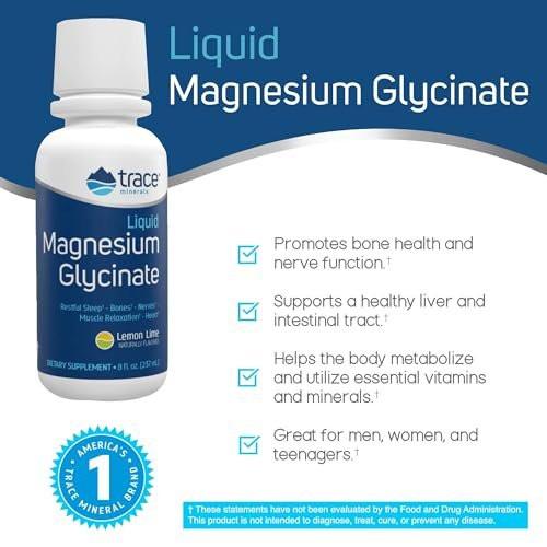 Trace Minerals Magnesium Glycinate - Liquid Magnesium Glycinate for Bone, Nerve & Digestive Health - Supports Sleep Quality, Clarity & Focus - Gentle - Lemon Lime Flavor - 8 fl oz (30 Servings) - görsel 4