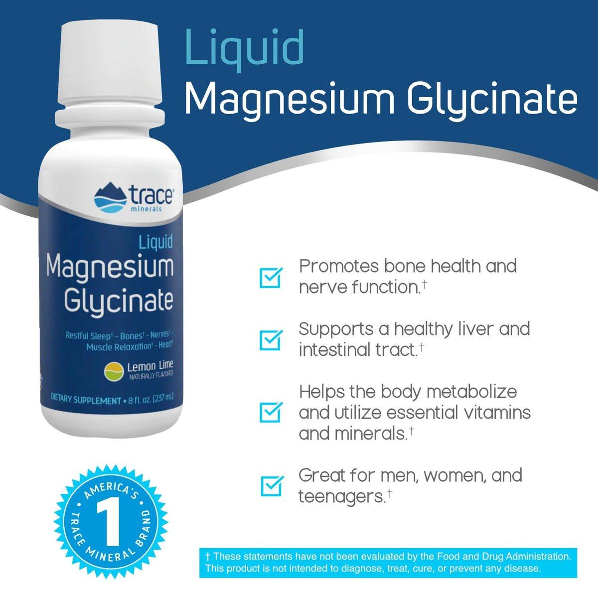 Trace Minerals Magnesium Glycinate - Liquid Magnesium Glycinate for Bone, Nerve & Digestive Health - Supports Sleep Quality, Clarity & Focus - Gentle - Lemon Lime Flavor - 8 fl oz (30 Servings) - görsel 3