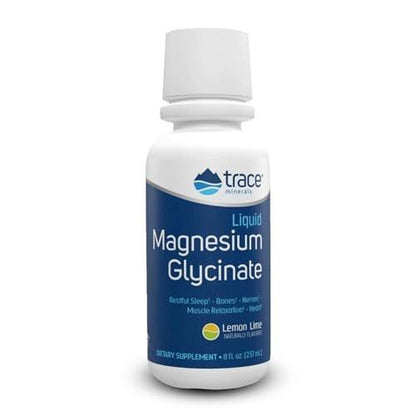 Trace Minerals Magnesium Glycinate - Liquid Magnesium Glycinate for Bone, Nerve & Digestive Health - Supports Sleep Quality, Clarity & Focus - Gentle - Lemon Lime Flavor - 8 fl oz (30 Servings)