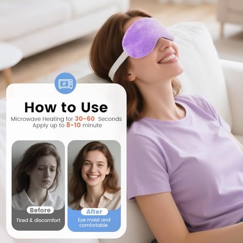 Heated Eye Mask for Dry Eyes, Steam Warm Compress for Stye Eye Treatment, Relieve, Hot Compress, Moist Heat Mask for Blepharitis (Purple) - görsel 1