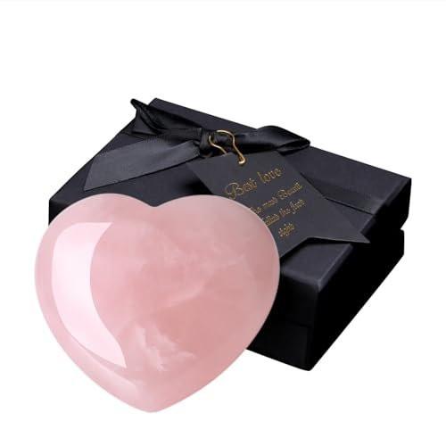 MAIBAOTA 60 mm Rose Quartz Crystals Heart Stone - Natural Reiki Gemstone Polished Heart Shaped Rocks for Meditation, Mothers Day Birthday Gifts for Mom Women - görsel 1