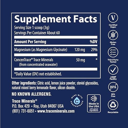 Trace Minerals Research Berry Lemonade Magnesium Glycinate Powder, 6.35 OZ