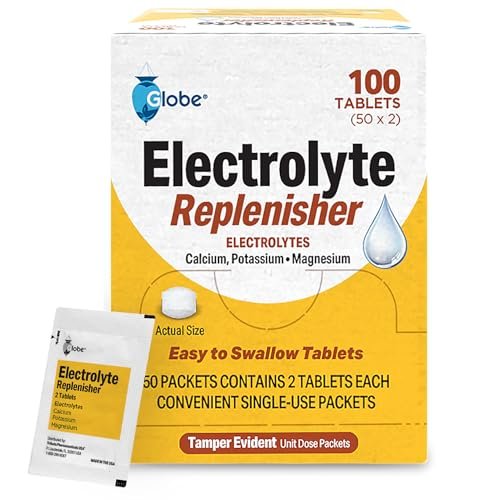 Globe Electrolyte Replacement Tablets for Rehydration, Exercise Recovery, Youth & Adult Athletes, Hiking, Camping, & Sports Recovery and More... 50 Packets of 2 Tablets Each, 100 Count - görsel 13