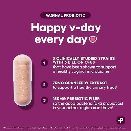 Physician's CHOICE Vaginal Probiotics for Women - pH Balance, Odor Control, Yeast Balance, Vaginal Flora & Feminine Health - 6B CFU with Organic Prebiotics and Cranberry Extract - 30 CT