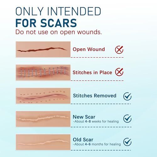 MEDLOT Silicone Scar Sheets, 10pcs, Silicone Tape for Scar Treatment, Reusable Scar Strips for Surgical, C-Section, Keloid Bump, Stretch Marks, Burn, Acne Scar Removal, Each 1.5” x 6” - görsel 8