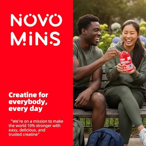 Novomins Creatine Monohydrate Gummies 5000mg for Men & Women, Chewables Creatine Monohydrate for Muscle Strength, Muscle Builder, Energy Boost, Pre-Workout Supplement (90 Count) - Strawberry Flavor - görsel 9