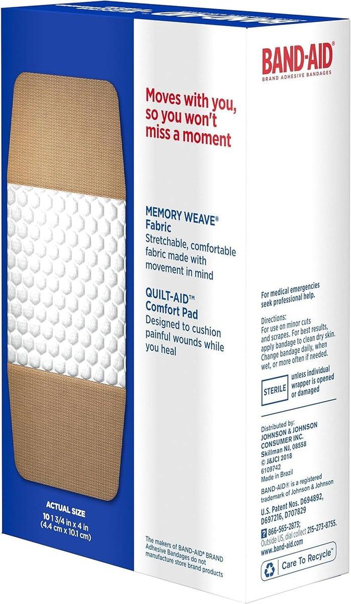 Band-AID Flexible Fabric Bandages, Extra Large 10 ea (Pack of 2) - görsel 6