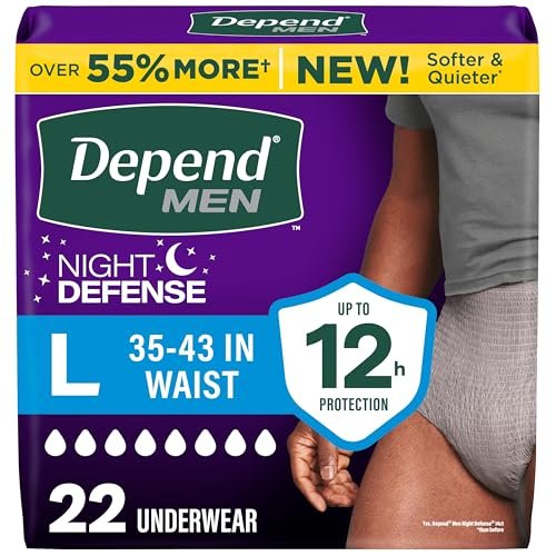 Depend Night Defense Adult Diapers, – Overnight Protection: Engineered with an extra-absorbent core that locks – Image 1
