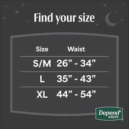 Depend Night Defense Adult Diapers, Incontinence Underwear for Men, Disposable, Overnight, Small/Medium, Grey, 16 Count
