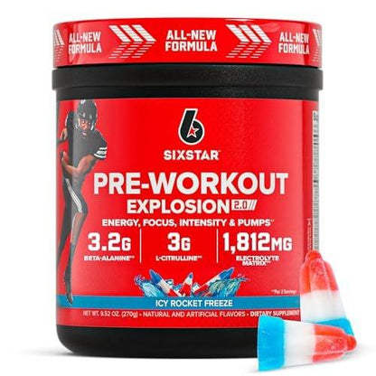 Six Star Pre-Workout Powder for Men & Women, ICY Rocket Freeze (30 Servings) - Preworkout Explosion 2.0 Energy Powder Drink Mix with Beta-Alanine & Caffeine - Sports Nutrition Supplement Products