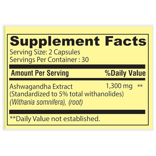 4 TOP CARE Ashwagandha Dietary Supplement, 1300 mg, 60 Vegetarian Capsules - görsel 9