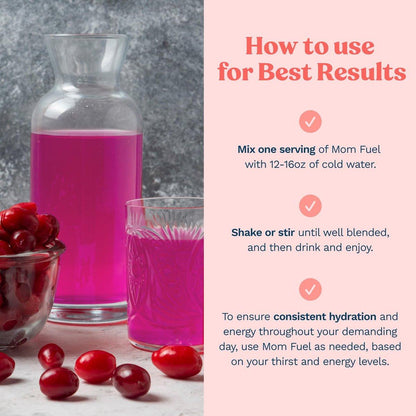 Mommy Knows Best Mom Fuel Electrolyte Drink Mix for Moms - Hydration Support for Pregnancy, Prenatal, Electrolytes + Trace Minerals, Lactation Drink Mix Supplement (8 Count, Berry)