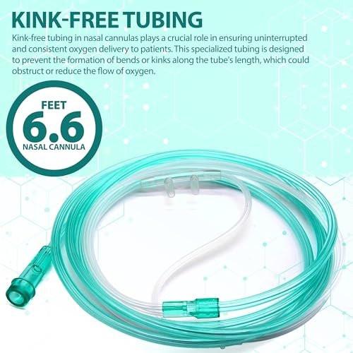 10 Pack High-Flow Ultra Soft Nasal Oxygen Cannula, Green Crush Resistant Tubing with Standard Connection 6.6 Feet - görsel 8
