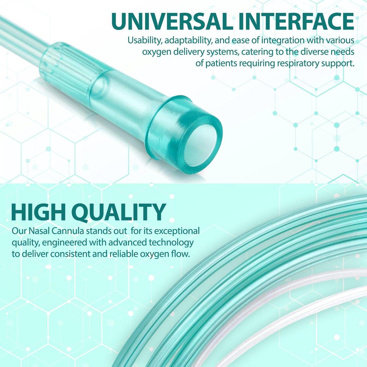 10 Pack High-Flow Ultra Soft Nasal Oxygen Cannula, Green Crush Resistant Tubing with Standard Connection 6.6 Feet - görsel 3