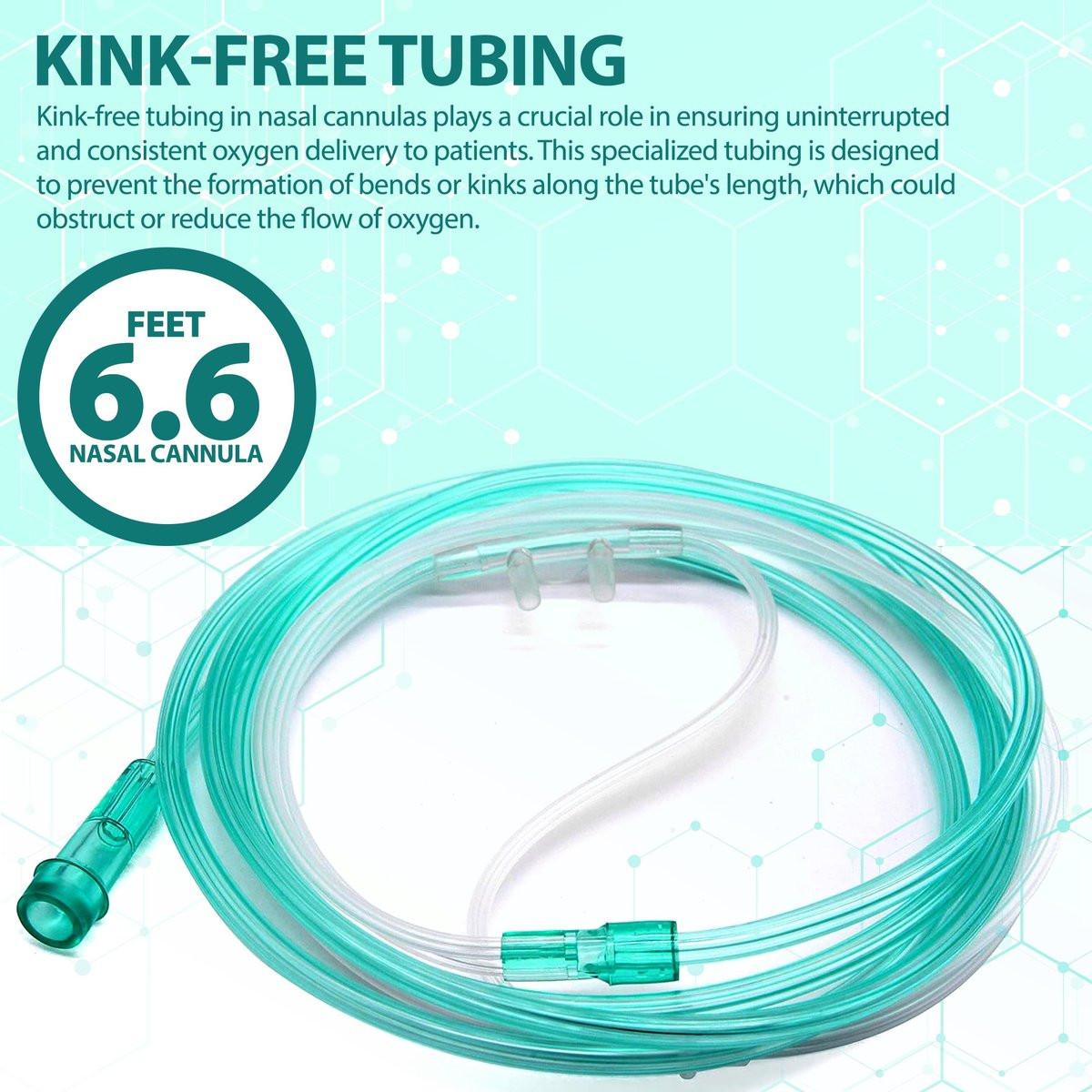 10 Pack High-Flow Ultra Soft Nasal Oxygen Cannula, Green Crush Resistant Tubing with Standard Connection 6.6 Feet - görsel 7