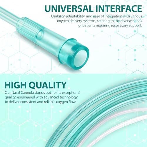 10 Pack High-Flow Ultra Soft Nasal Oxygen Cannula, Green Crush Resistant Tubing with Standard Connection 6.6 Feet - görsel 4