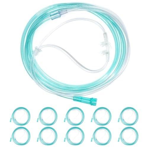 10 Pack High-Flow Ultra Soft Nasal Oxygen Cannula, Green Crush Resistant Tubing with Standard Connection 6.6 Feet - görsel 2