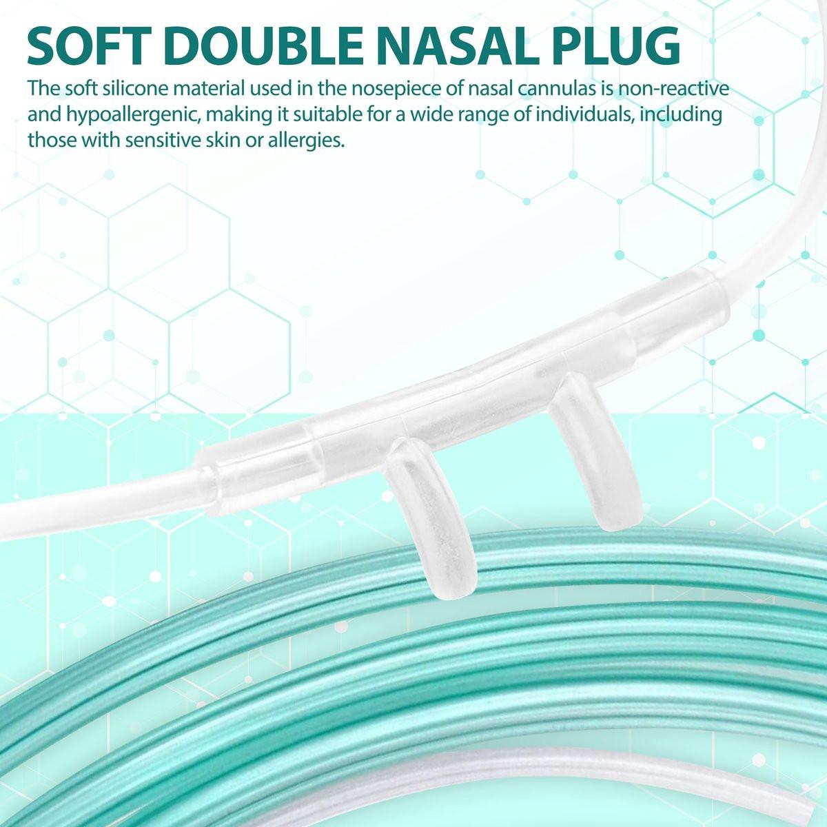 10 Pack High-Flow Ultra Soft Nasal Oxygen Cannula, Green Crush Resistant Tubing with Standard Connection 6.6 Feet - görsel 5