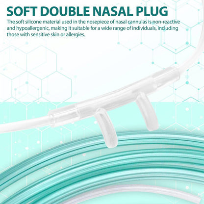 10 Pack High-Flow Ultra Soft Nasal Oxygen Cannula, Green Crush Resistant Tubing with Standard Connection 6.6 Feet