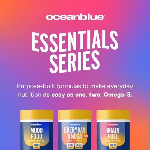 Oceanblue Omega-3 Supplement for Women | Burpless Fish Oil 720mg with Vitamin D3 | Small Pills Easy to Swallow Mini Softgels | Heart Immune Support Orange Flavor | 60 Count - görsel 1