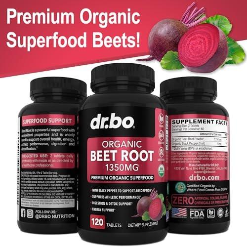 Organic Beet Root Capsules Supplements - 1350mg Beetroot Powder Extract Pills, Organic Beet Root Powder Supplement, Super Nitric Oxide Beets High Circulation Total Vitamins Support - 120 Beets Tablets - görsel 3