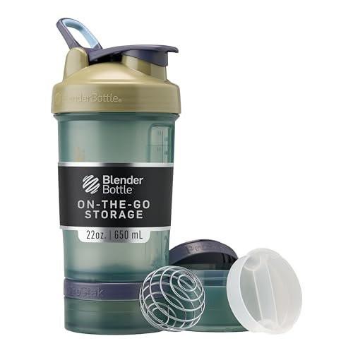 BlenderBottle Shaker Bottle with Pill Organizer and Storage for Protein Powder, Classic V2 ProStak System, 22-Ounce, Tan - görsel 1